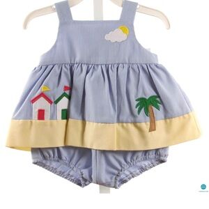 Florence Eiseman Blue Striped Romper with Beach Appliqués NWT 6M